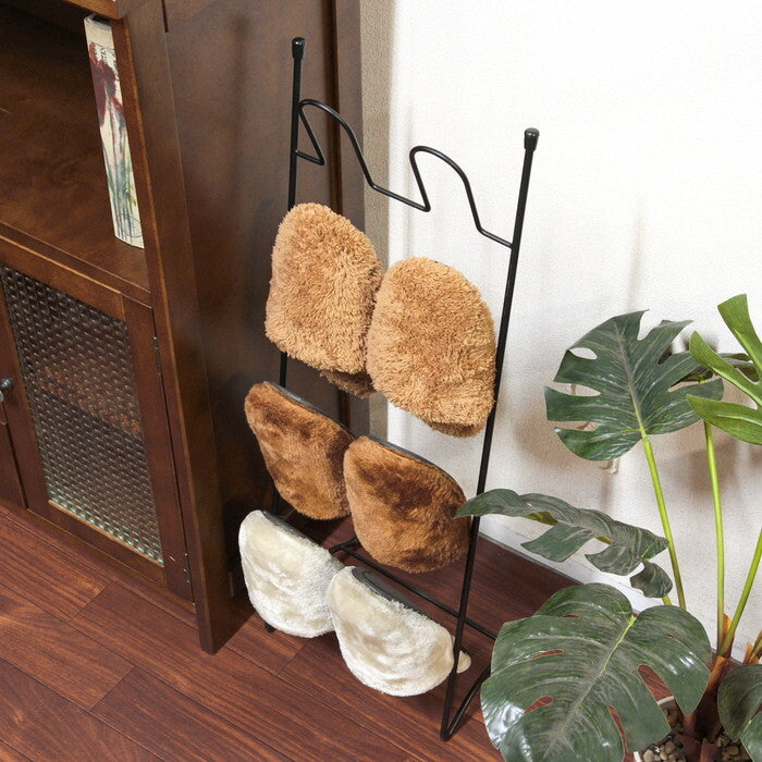スリッパラック ワイヤー BK ブラック 完成品 W290×D200×H750mm 1.1kg fj-50493の画像