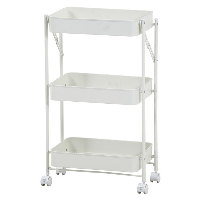 組立て楽な 折畳める 折りたたみ フォールディング ワゴン スパーク オフホワイト オフホワイト 艶消 幅433×奥行276×高さ732 fj-50614の画像