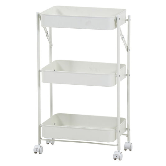 組立て楽な 折畳める 折りたたみ フォールディング ワゴン スパーク オフホワイト オフホワイト 艶消 幅433×奥行276×高さ732 fj-50614の画像