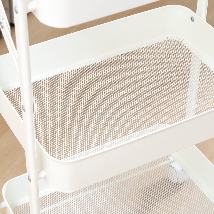 組立て楽な 折畳める 折りたたみ フォールディング ワゴン スパーク オフホワイト オフホワイト 艶消 幅433×奥行276×高さ732 fj-50614の画像