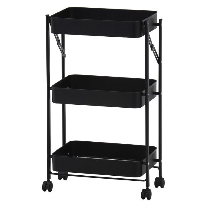 組立て楽な 折畳める 折りたたみ フォールディング ワゴン スパーク ブラック 艶消 幅433×奥行276×高さ732 fj-50615の画像