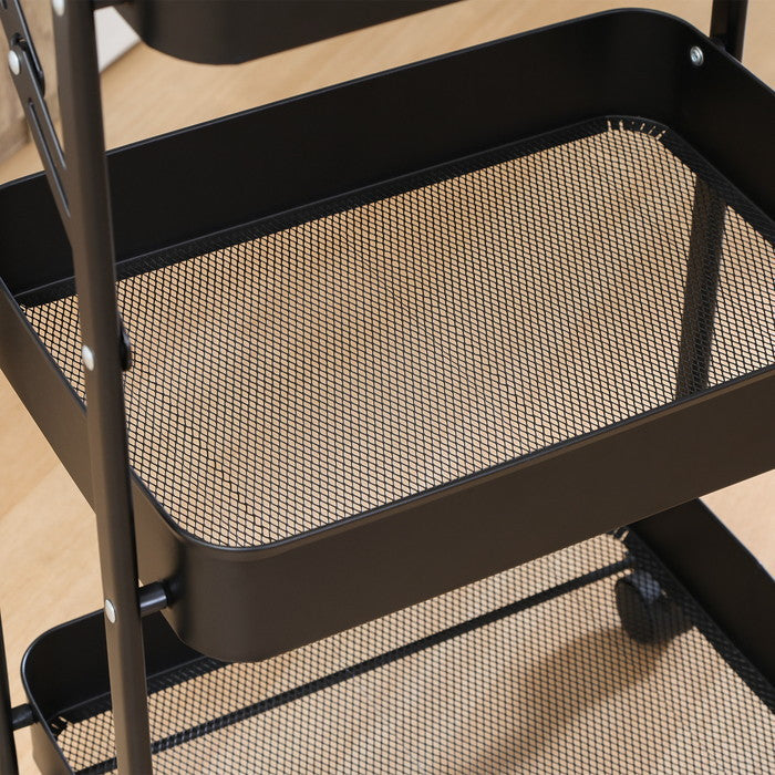 組立て楽な 折畳める 折りたたみ フォールディング ワゴン スパーク ブラック 艶消 幅433×奥行276×高さ732 fj-50615の画像