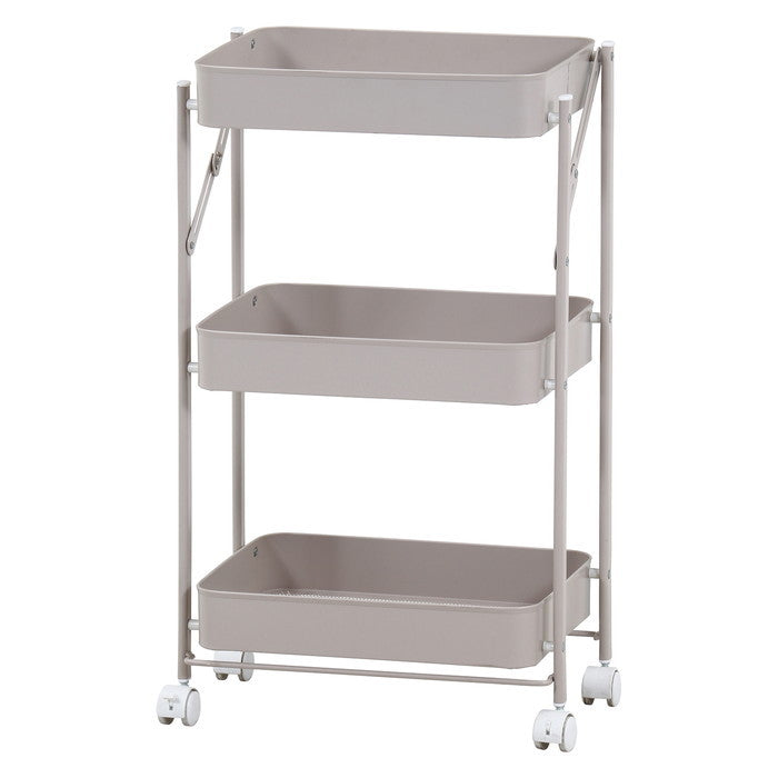 組立て楽な 折畳める 折りたたみ フォールディング ワゴン スパーク グレージュ 艶消 幅433×奥行276×高さ732 fj-50616の画像