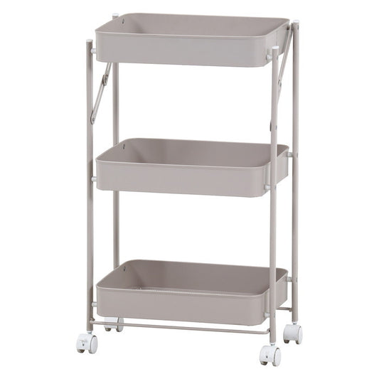 組立て楽な 折畳める 折りたたみ フォールディング ワゴン スパーク グレージュ 艶消 幅433×奥行276×高さ732 fj-50616の画像