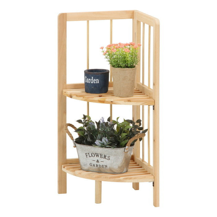 コーナーラック 2段 ナチュラル 幅270×奥行270×高さ600 fj-50623の画像