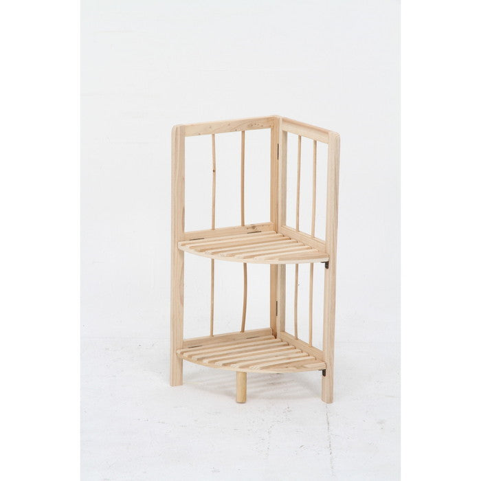 コーナーラック 2段 ナチュラル 幅270×奥行270×高さ600 fj-50623の画像