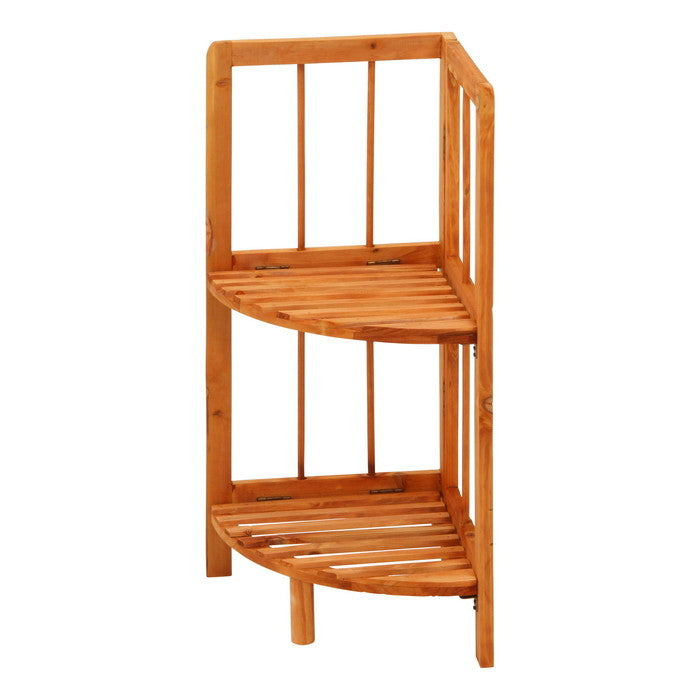 コーナーラック 2段 ブラウン 幅270×奥行270×高さ600 fj-50624の画像