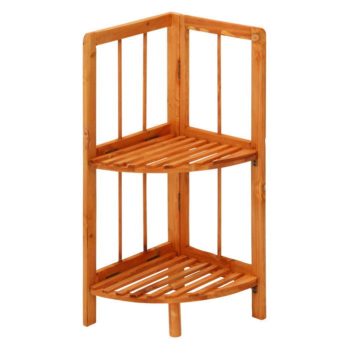 コーナーラック 2段 ブラウン 幅270×奥行270×高さ600 fj-50624の画像