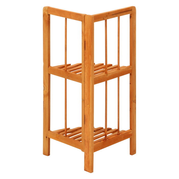 コーナーラック 2段 ブラウン 幅270×奥行270×高さ600 fj-50624の画像