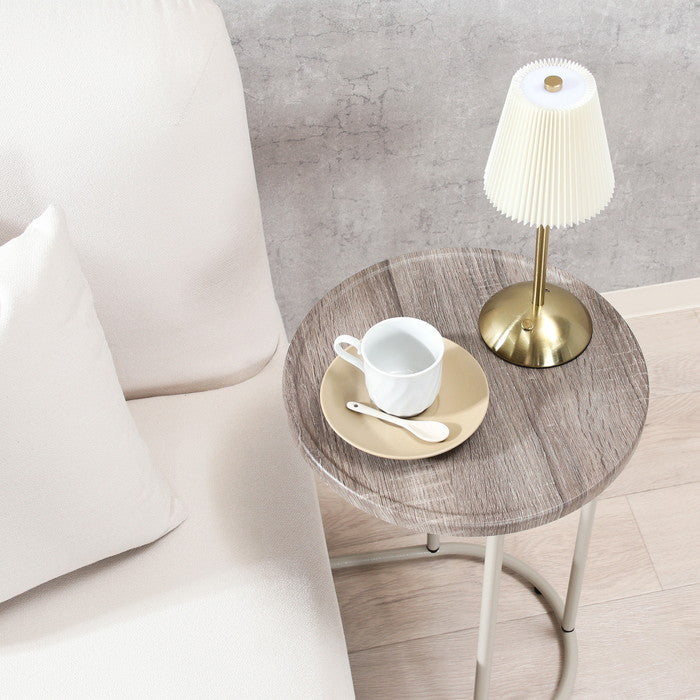 Chamill サイドテーブル グレージュ 幅340×奥行388×高さ535 fj-50720の画像