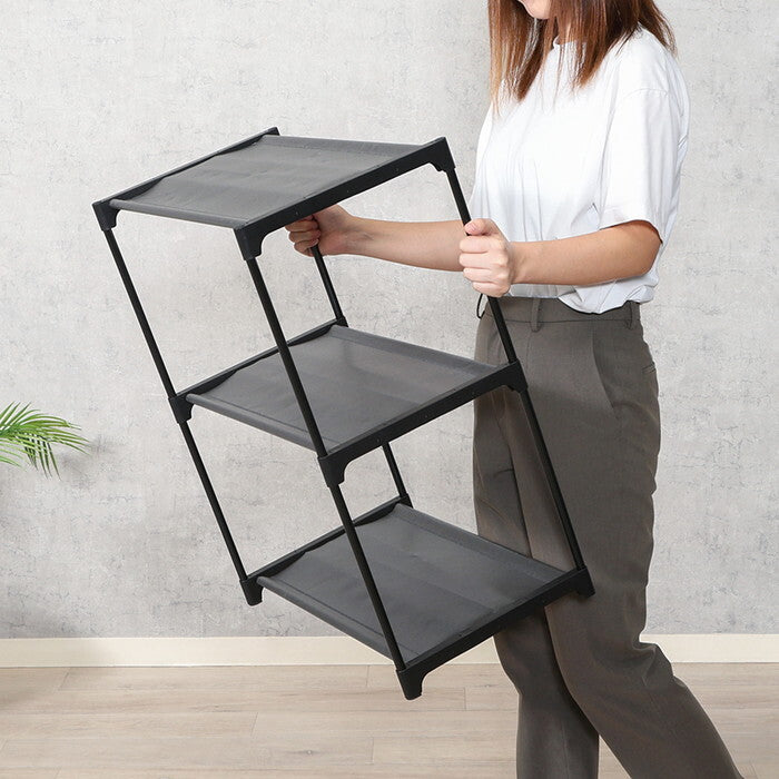 フリーラック3段 パイプ 黒 組立品 W545×D300×H620mm 0.78kg fj-51126の画像