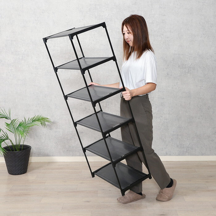 フリーラック6段 パイプ 黒 組立品 W545×D300×H1290mm 1.65kg fj-51127の画像