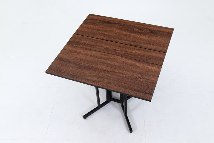 折りたたみ マルチテーブル 両バタフライ W80 ターニップ BR ブラウン 組立品 W800×D800×H720mm fj-51287の画像