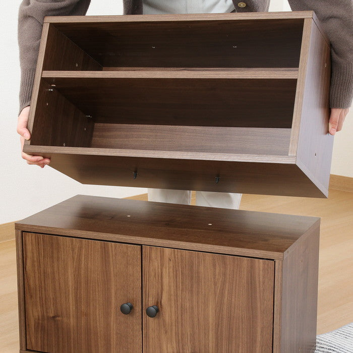 EZBO コネクトボックス 棚付き MBR EZ-CB60SH ミディアムブラウン 幅600×奥行320×高さ310mm fj-51405の画像