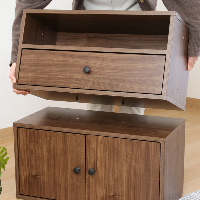 EZBO コネクトボックス 引出1杯 MBR EZ-CB601D ミディアムブラウン 幅600×奥行320×高さ310mm fj-51406の画像