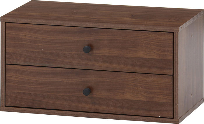 EZBO コネクトボックス 引出2杯 MBR EZ-CB602D ミディアムブラウン 幅600×奥行320×高さ310mm fj-51407の画像