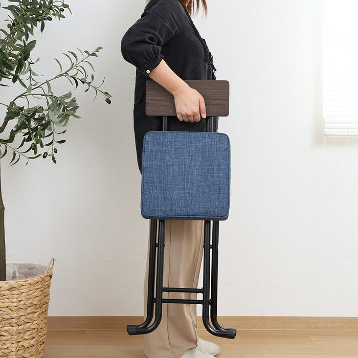 チェアー 厚座スリム ノエル デニム風 ブルー 完成品 W365×D460×H735mm 2.96kg fj-51430の画像