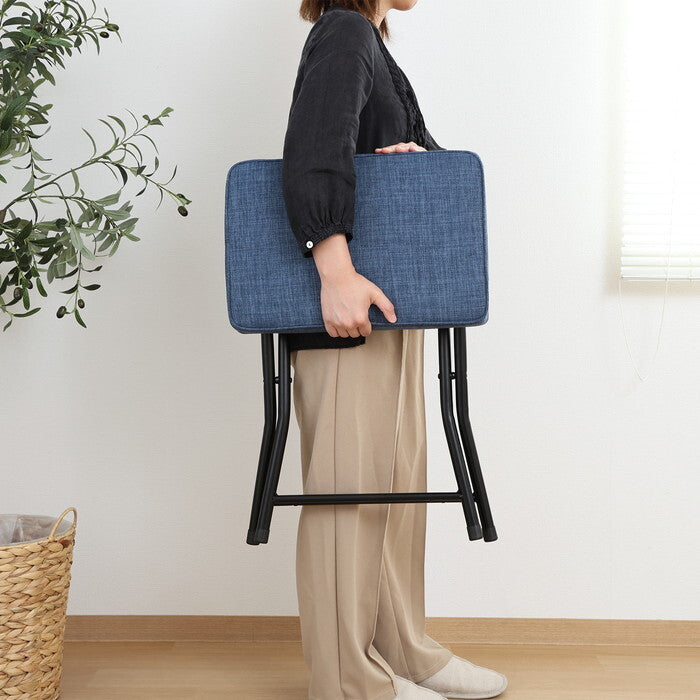 ワイドチェアー バーディ デニム風 ブルー 完成品 W445×D320×H490mm 2.88kg fj-51433の画像