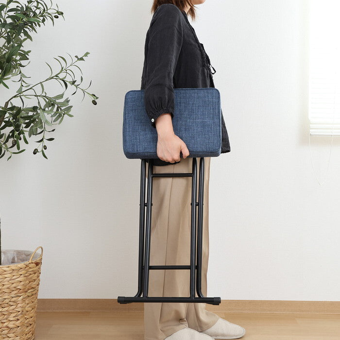 ハイチェアー イーグル デニム風 ブルー 完成品 W360×D280×H600mm 2.4kg fj-51437の画像
