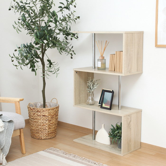 S字型ディスプレイラック3段 オーク L1036 オｰク 幅600×奥行290×高さ1086mm fj-51486の画像