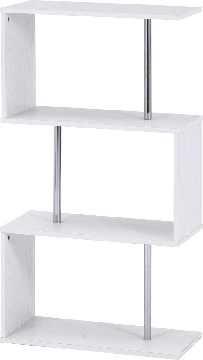 S字型ディスプレイラック3段 オーク WH L1036 オｰクホワイト 幅600×奥行290×高さ1086mm fj-51487の画像