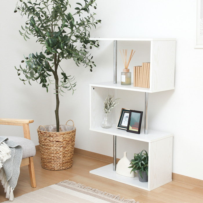 S字型ディスプレイラック3段 オーク WH L1036 オｰクホワイト 幅600×奥行290×高さ1086mm fj-51487の画像