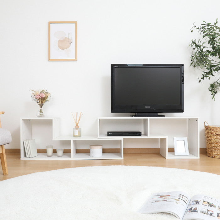 L字型伸縮テレビ台 TV台 テレビボード オークWH 5142 オｰクホワイト 幅1050?2010×奥行296×高さ430mm fj-51493の画像