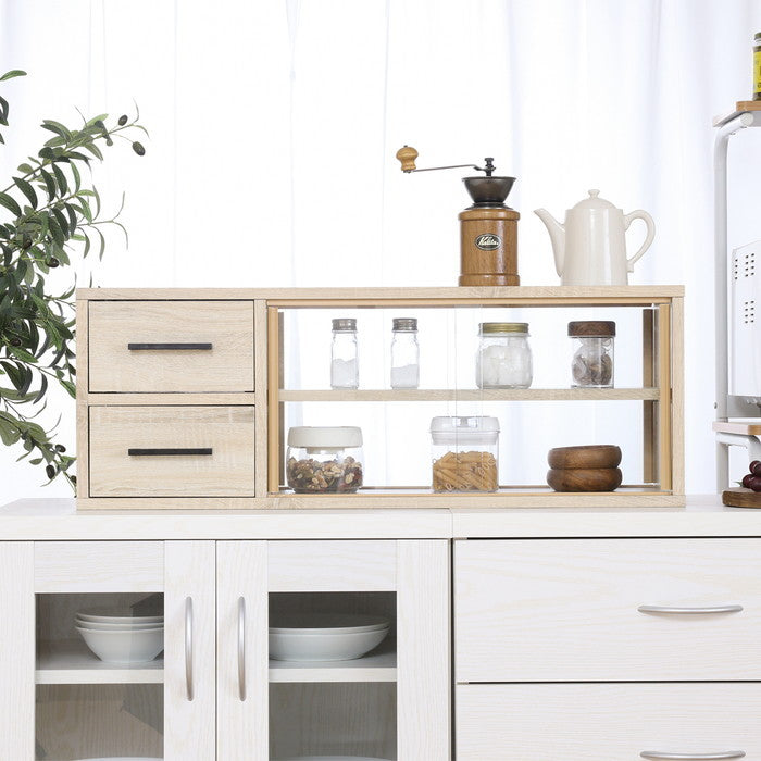 カウンター上収納ラック 80幅 オーク L1038 オｰク 幅800×奥行220×高さ290mm fj-51494の画像