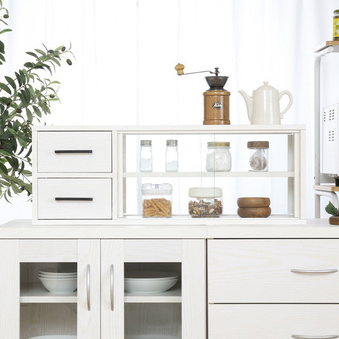 カウンター上収納ラック 80幅 オークWH L1038 オｰクホワイト 幅800×奥行220×高さ290mm fj-51495の画像