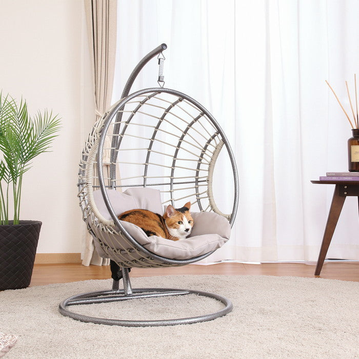 ペット用ハンギングチェア 半円 GY グレー 幅600×奥行615×高さ920mm fj-51739の画像