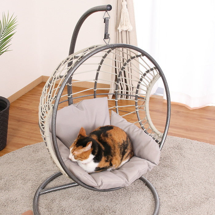 ペット用ハンギングチェア 半円 GY グレー 幅600×奥行615×高さ920mm fj-51739の画像