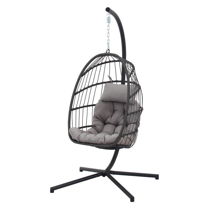 ハンギングチェア elma グレー 完成品 一部取付 W990×D1080×H1980mm 19.8kg fj-52053の画像