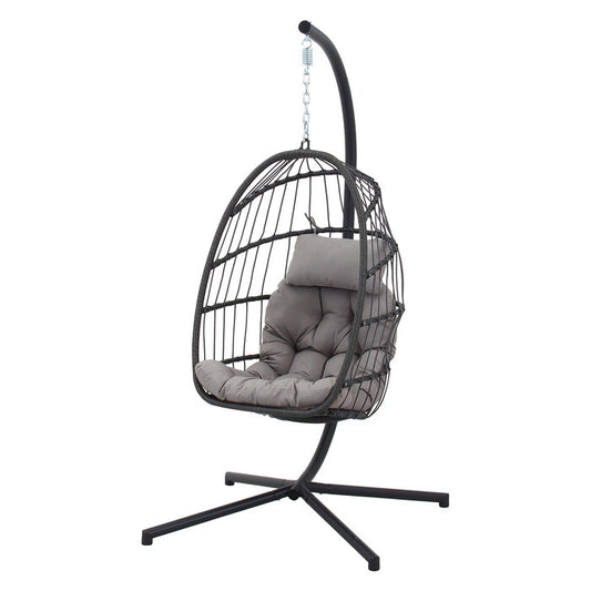 ハンギングチェア elma グレー 完成品 一部取付 W990×D1080×H1980mm 19.8kg fj-52053の画像