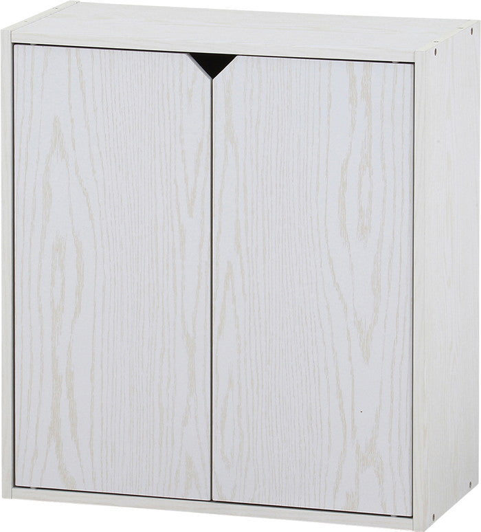 連結可能 収納ボックス 扉付 オーク WH FBC611 オｰク ホワイト 幅600×奥行290×高さ646mm fj-52264の画像