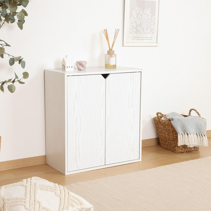 連結可能 収納ボックス 扉付 オーク WH FBC611 オｰク ホワイト 幅600×奥行290×高さ646mm fj-52264の画像