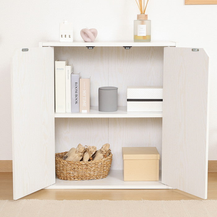 連結可能 収納ボックス 扉付 オーク WH FBC611 オｰク ホワイト 幅600×奥行290×高さ646mm fj-52264の画像