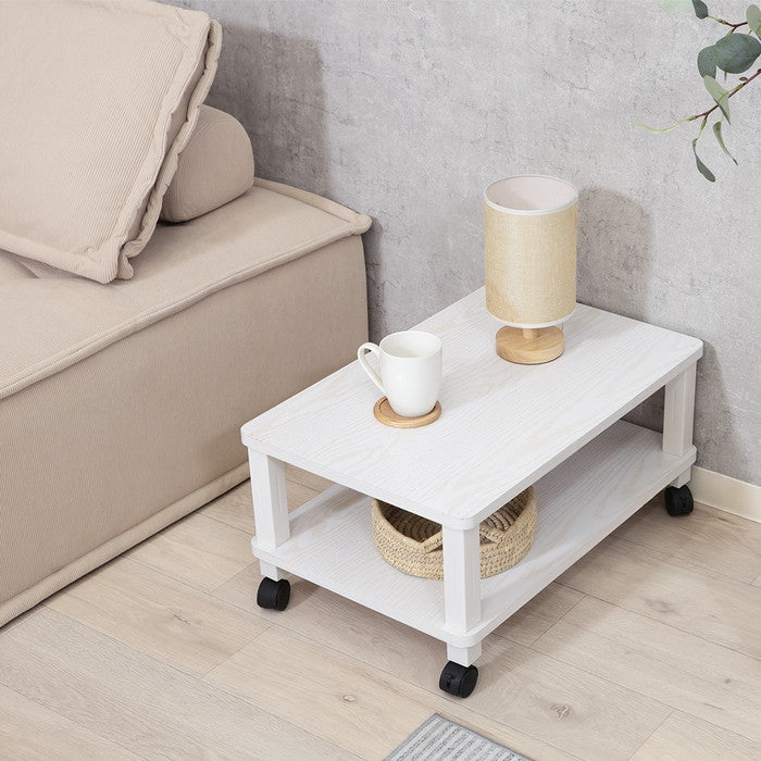 フィット マルチテーブル キャスター付 オークWH FBC612 オｰク ホワイト 幅595×奥行390×高さ285mm fj-52266の画像