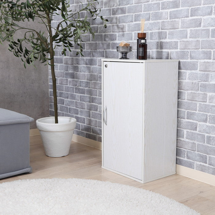 鍵付き収納ボックス オークWH FBC620 オｰク ホワイト 幅390×奥行310×高さ720mm fj-52276の画像