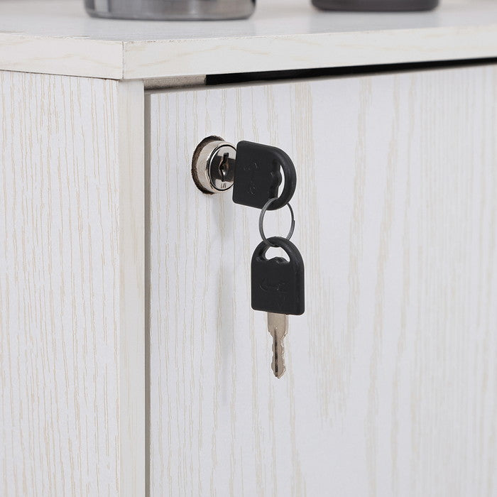 鍵付き収納ボックス オークWH FBC620 オｰク ホワイト 幅390×奥行310×高さ720mm fj-52276の画像