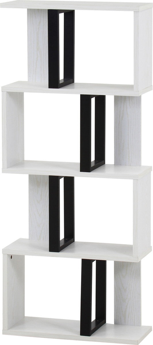 S字ディスプレイラック 4段 オークWH YM198-1 オｰクホワイト 幅590×奥行235×高さ1385mm fj-52278の画像