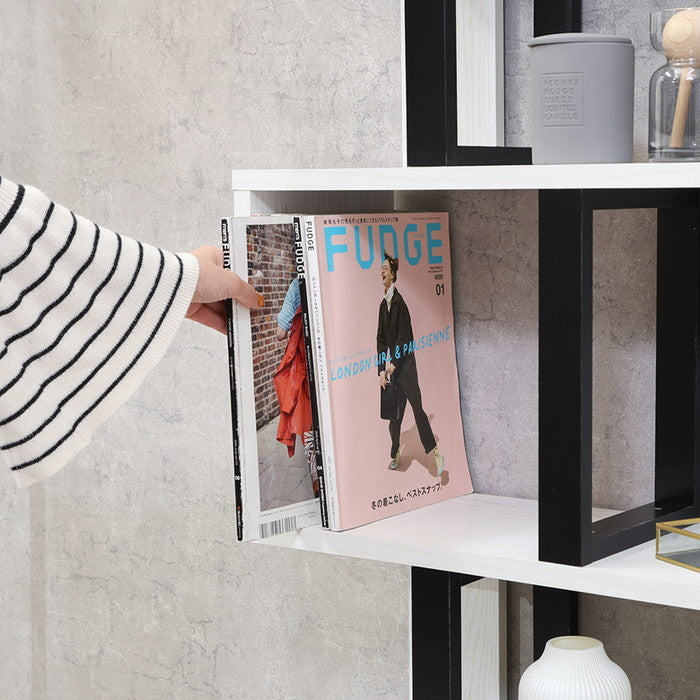 S字ディスプレイラック 4段 オークWH YM198-1 オｰクホワイト 幅590×奥行235×高さ1385mm fj-52278の画像