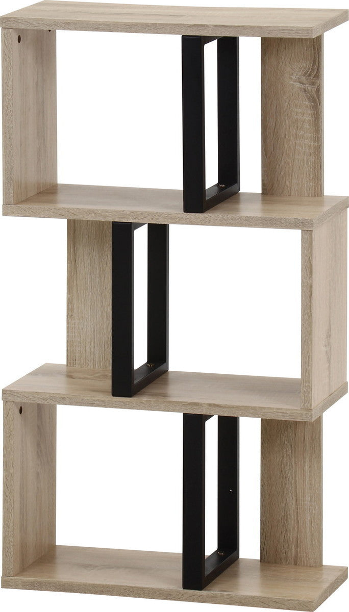 S字ディスプレイラック 3段 オーク H2100 オｰク 幅590×奥行235×高さ1044mm fj-52279の画像