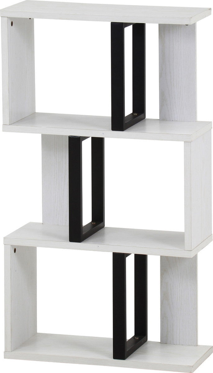 S字ディスプレイラック 3段 オークWH H2100 オｰクホワイト 幅590×奥行235×高さ1044mm fj-52280の画像