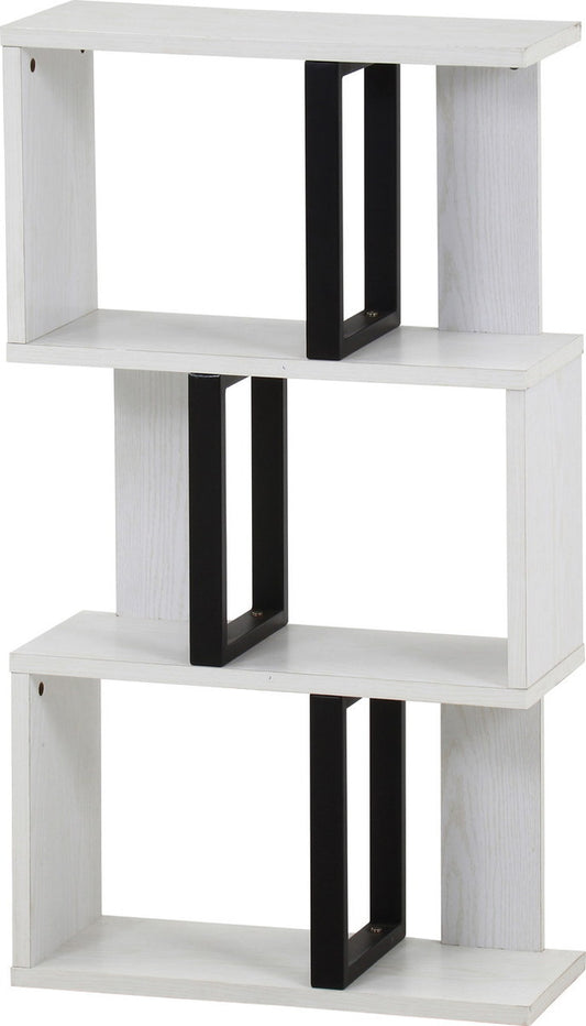 S字ディスプレイラック 3段 オークWH H2100 オｰクホワイト 幅590×奥行235×高さ1044mm fj-52280の画像