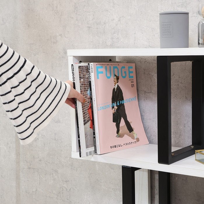 S字ディスプレイラック 3段 オークWH H2100 オｰクホワイト 幅590×奥行235×高さ1044mm fj-52280の画像