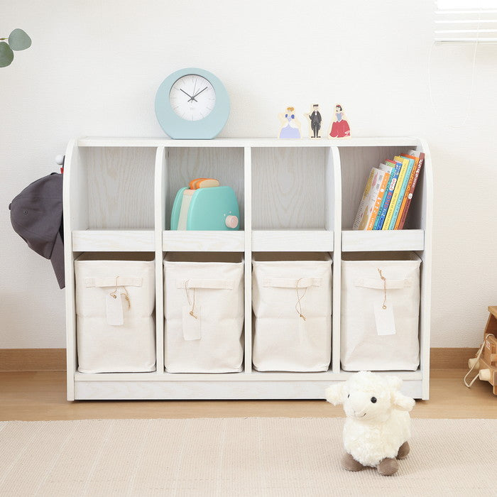 キッズブックラック オークWH FBC623 オｰクホワイト 幅865×奥行298×高さ600mm fj-52282の画像