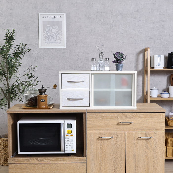 カウンター上収納ラック 60幅 オークWH FBC649 オｰクホワイト 幅600×奥行265×高さ290mm fj-52284の画像