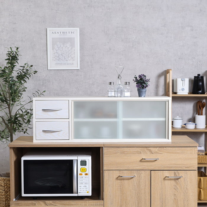 カウンター上収納ラック 90幅 オークWH FBC650 オｰクホワイト 幅900×奥行265×高さ290mm fj-52286の画像