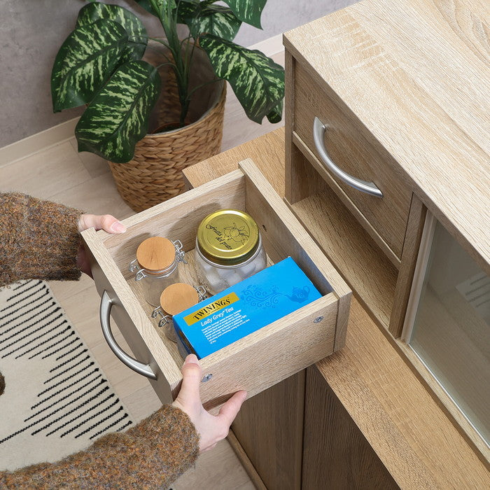 カウンター上収納ラック 120幅 オーク FBC651 オｰク 幅1200×奥行265×高さ290mm fj-52287の画像