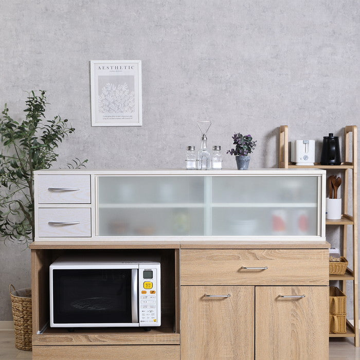 カウンター上収納ラック 120幅 オークWH FBC651 オｰクホワイト 幅1200×奥行265×高さ290mm fj-52288の画像